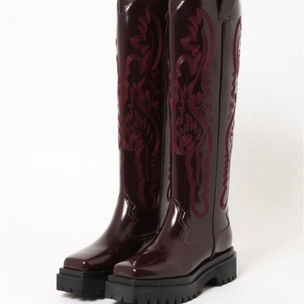 Jeffrey Campbell new high Women's Burgundy Boots - Picture 4 of 6